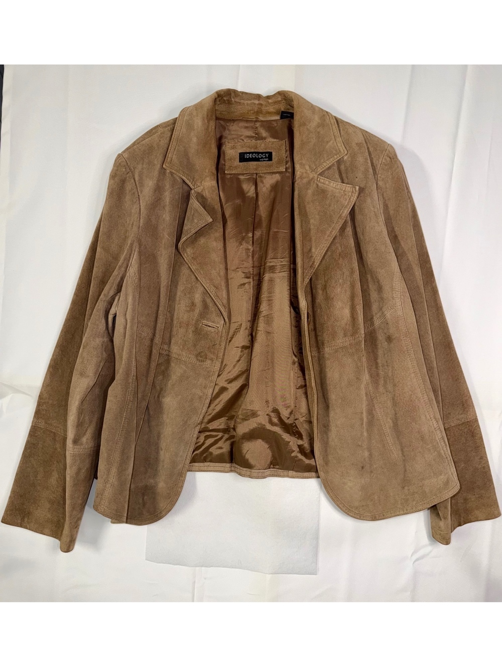 Ideology Woman Brown Suede Leather Blazer Jacket 3X